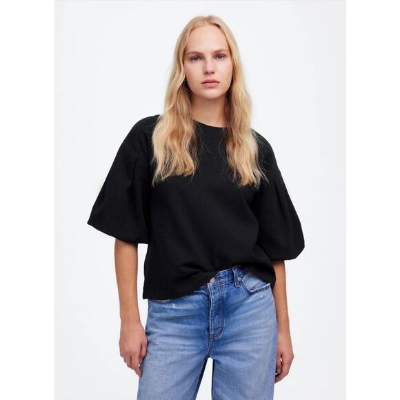Madewell Puff Sleeve Sweatshirt Tee US Women's S New - Picture 1 of 6